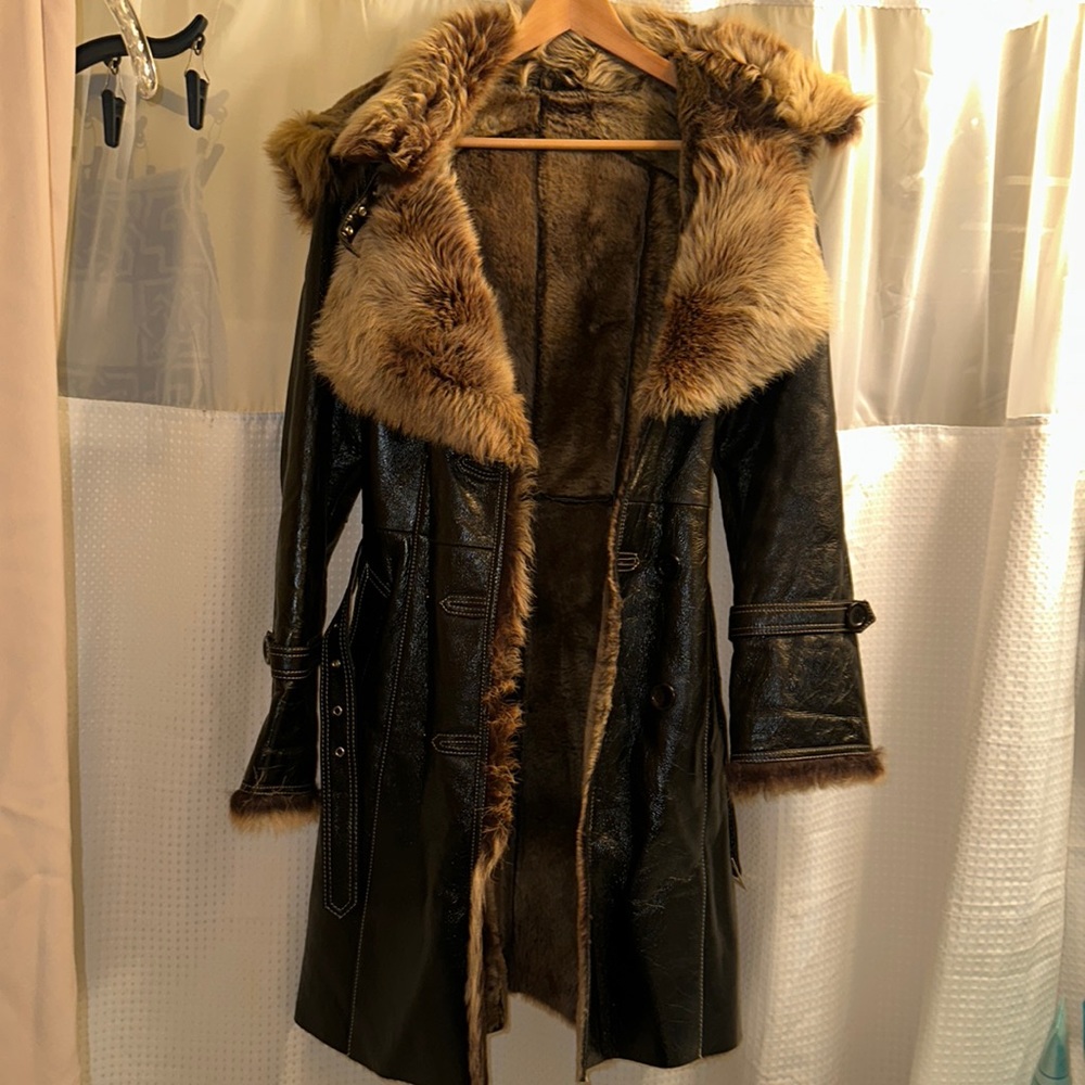 Fur Lined Black Trench Coat